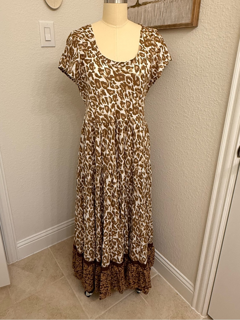 Soft Surroundings Kara Leopard-Print Midi Dress sz L - Picture 2 of 13